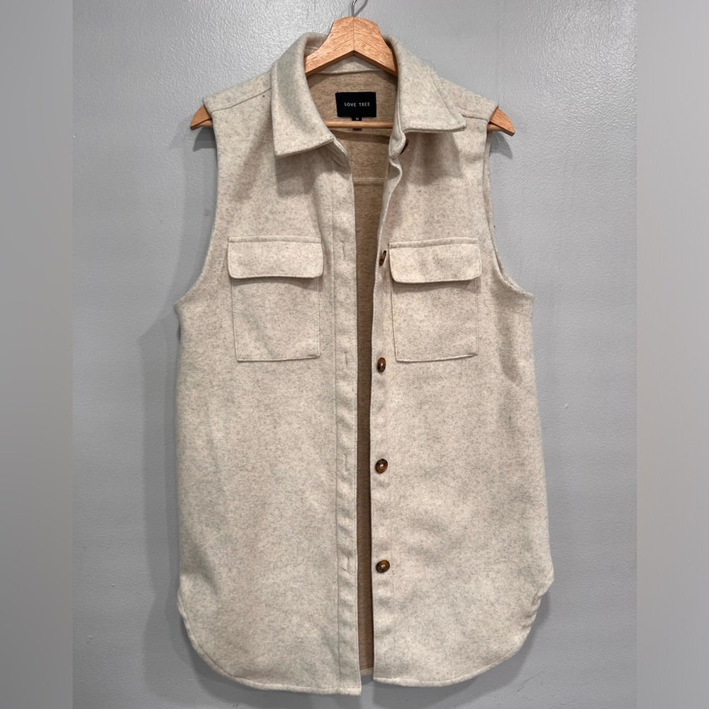 Love Tree Soft Heather beige flannel women vest - Medium - Picture 10 of 12
